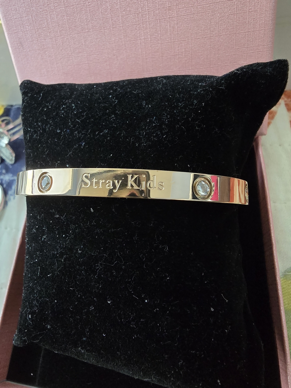 Stray Kids Gold Plated  Bangle Bracelet with Crystal Accents
